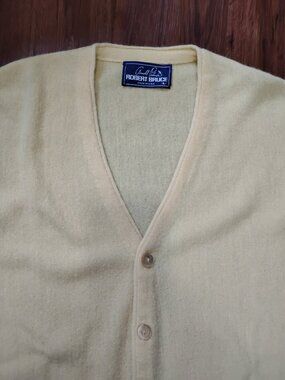 Vintage Arnold Palmer Robert Bruce Wool Cardigan Sweater Yellow